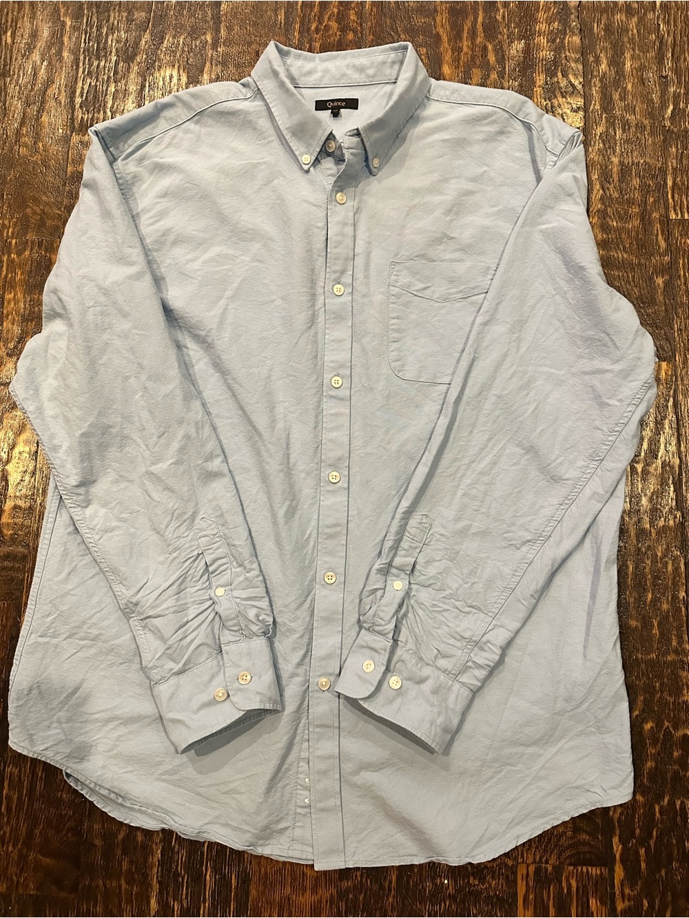 Quince Pale Blue Men's Button-Down Oxford Shirt organic cotton